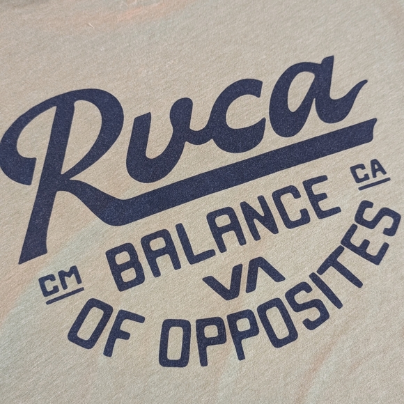 RVCA Slim Fit Graphic Print Beige Balance of Opposites Men's L T-Shirt - Picture 3 of 5